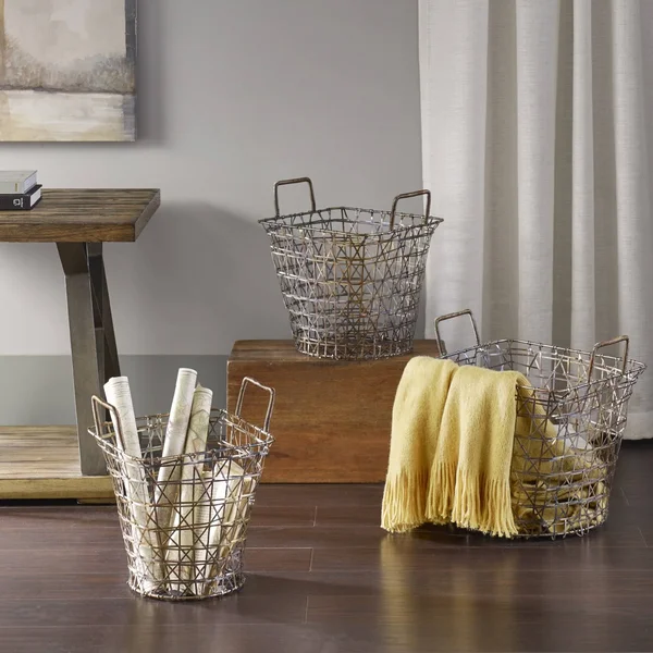 Madison Park Havana Gold Basket Set of 3
