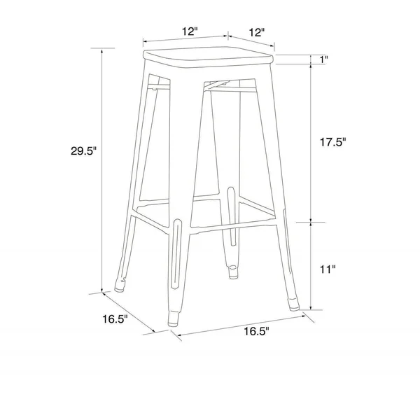 Dorel Home Products Fusion Metal Backless Bar Stools with Wood Seat, Gun Metal - 2 count