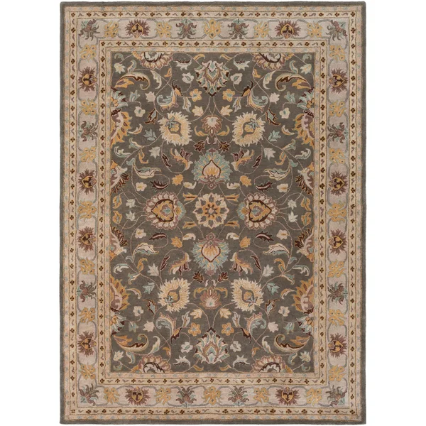 Hand-Tufted Nia Traditional Wool Area Rug (6& x 9&) Blue Yellow