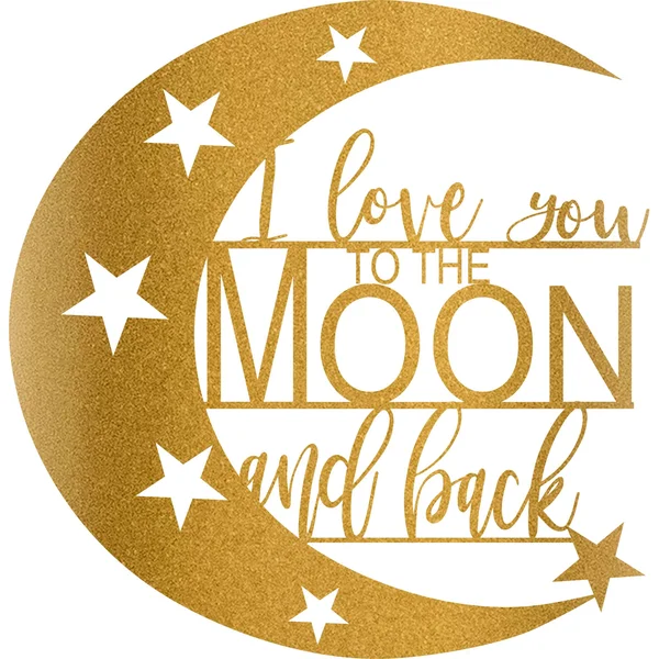 I Love You to The Moon and Back - Metal Wall Art, 18x22 x 18x22, Hammer Copper