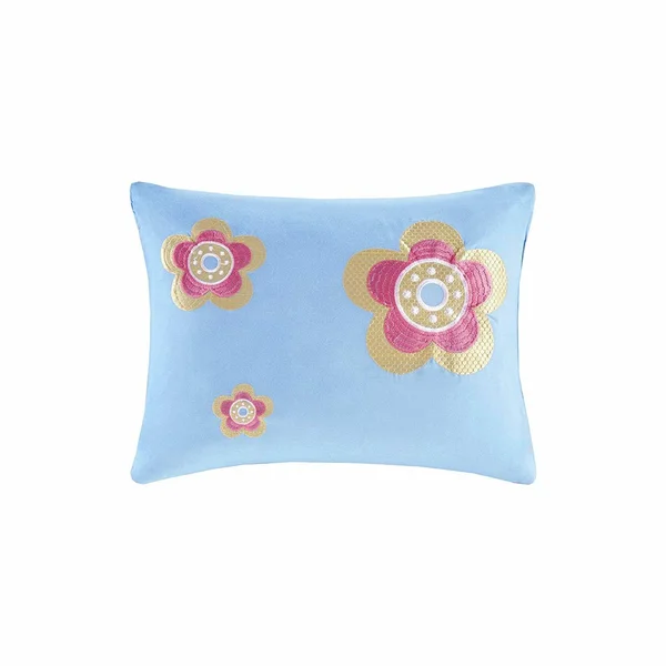 Comfort Spaces Happy Daisy 4 Piece Full/Queen Kid Comforter Set - Blue