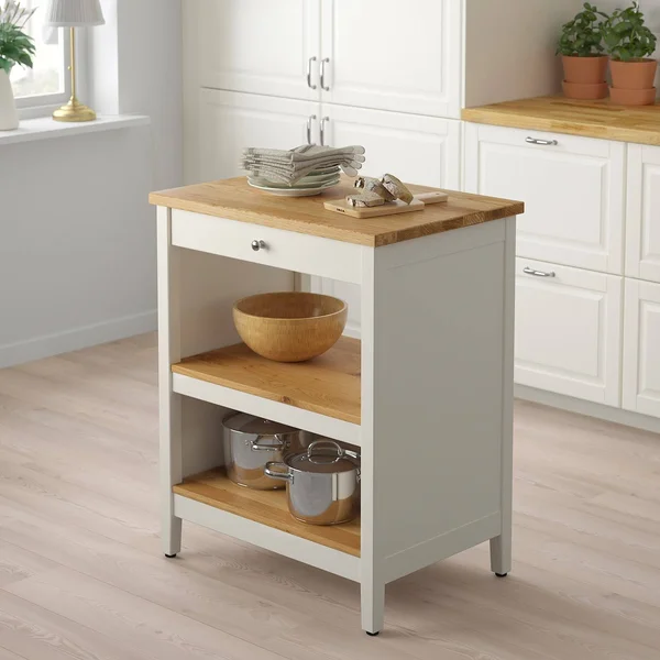 IKEA - TORNVIKEN Kitchen Island, Off-white/oak, 28 3/8x20 1/2