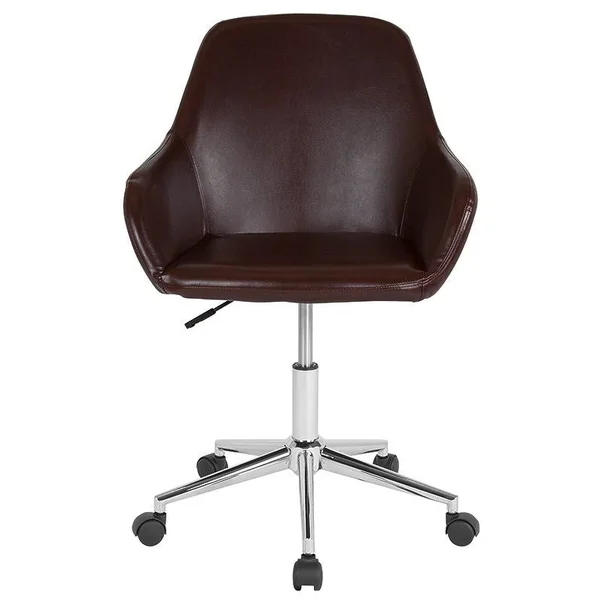 FlashFurniture Cortana Home and Office Leather Mid-Back Chair, Brown