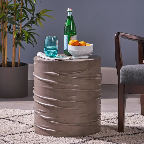 18.25x22 Gray Contemporary Solid Round Side Table