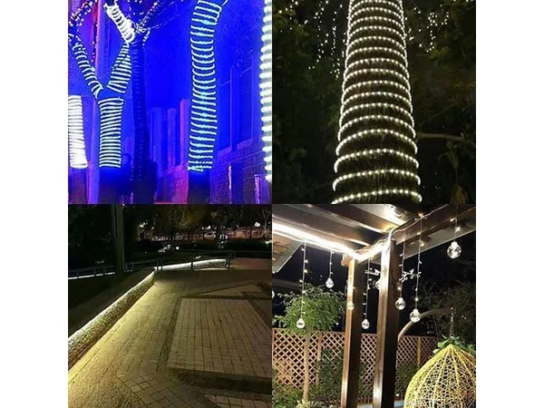 Tangkula 100 ft 2 Wire LED Rope Lights 110V 100ft String Lights Waterproof & Connectable, Ideal for Indoor/Outdoor Use, Back