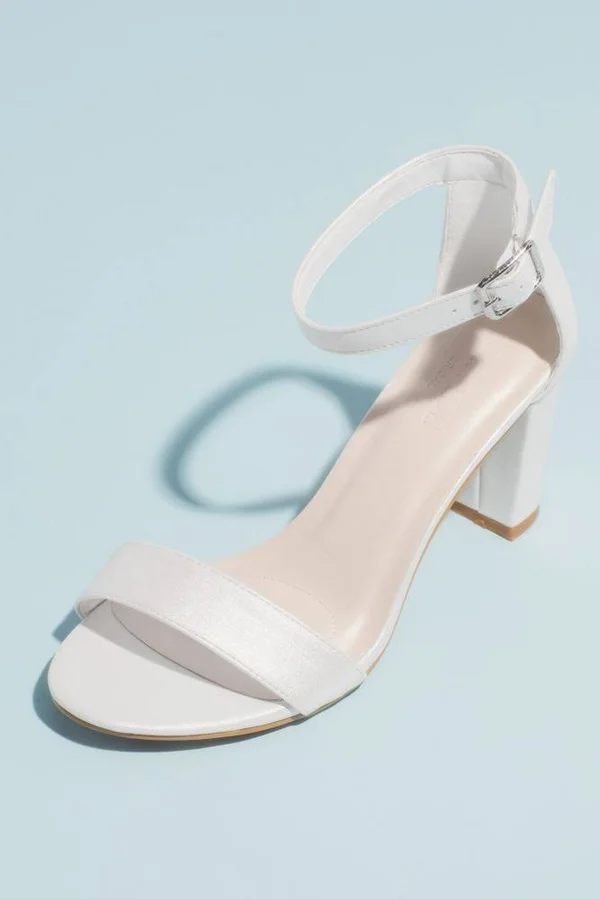 Block Heel Ankle Strap Sandal - White - 10 Women's