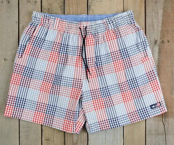 Southern Marsh Dockside Swim Trunk-Gingham Red/Blue XL Mens Swim