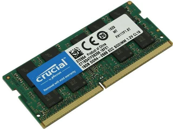 Crucial 16GB (1x16GB) - DDR4 - 2666 MHz - 260 pin ECC So DIMM Memory Module