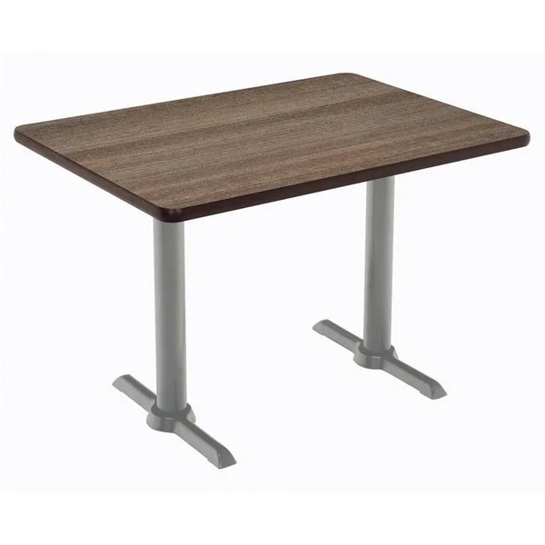 KFI Mode 30x22 x 48x22 Conference Table - Teak - Silver T Base - Standard Height