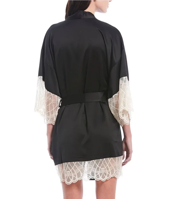 Flora Nikrooz Gabby Kimono Robe - Medium - Black