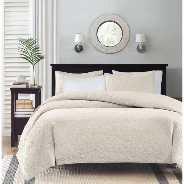 Madison Park Quebec Coverlet Mini Set, Ivory, Twin/XL