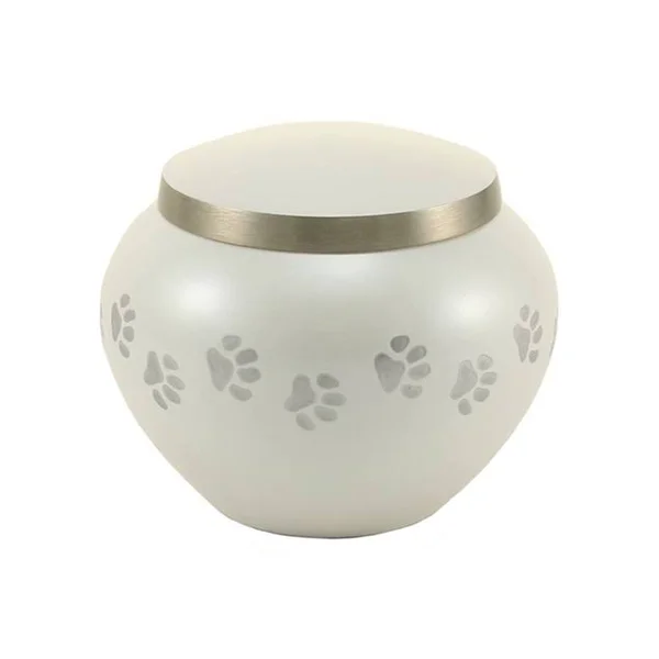 Extra Small Pearl - Pewter Odyssey Paw Print Pet Cremation Urn