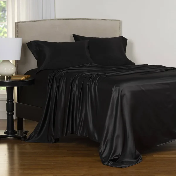 Copper Grove Clifton Luxury Satin Bed Sheet Set - Oat - Queen
