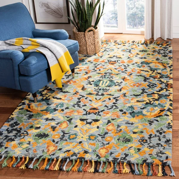 Safavieh 5& x 8& Blossom BLM452A Blue Multi Rug