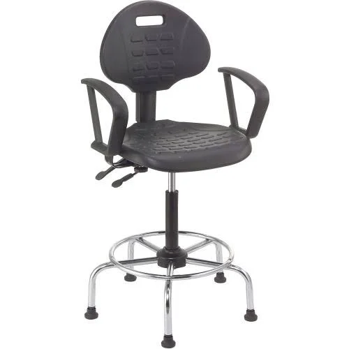 Shop Stool with Armrest - Polyurethane - 4 Way Adjustable - Black