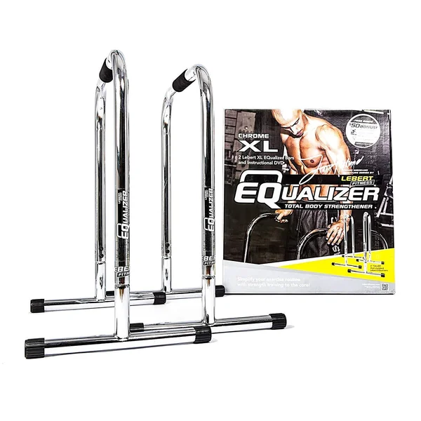 Chrome XL Equalizer Bars for Bodyweight Strength Training - Dips, Pull UPS, Push UPS (PROFESSIONAL Gym Quality) by Lebert