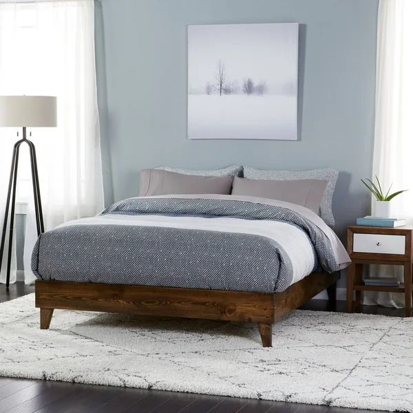 Kotter Home Solid Wood Mid-Century Platform Bed - Natural - Queen
