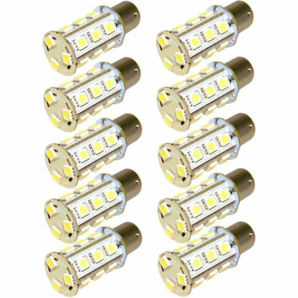 10x Hqrp 1141 1156 BA15S Natural White 18-SMD Bulb RV/Camper LED Interior Light