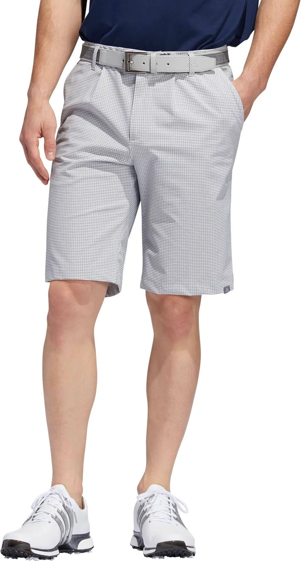 Adidas Ultimate365 Gingham Plaid Shorts Gray Two 32