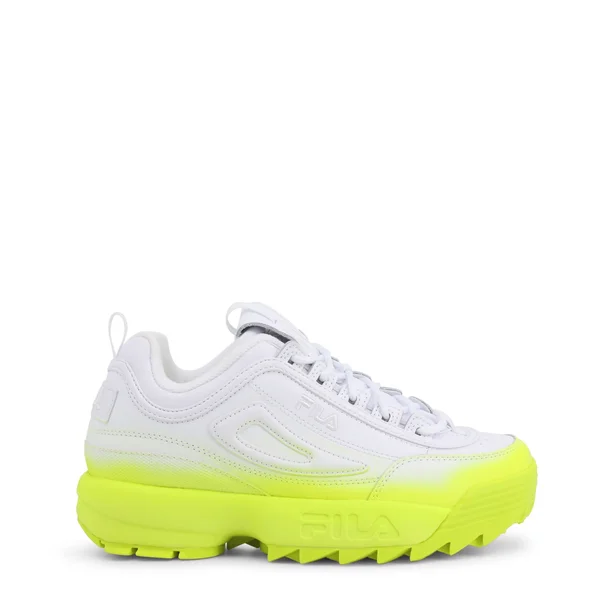 Fila Women's Disruptor II Brights Fade Sneakers, White/Safety Yellow, 9 M