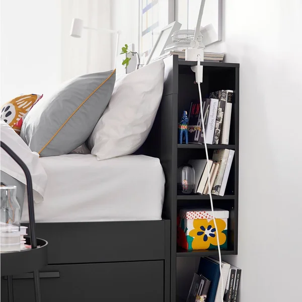 IKEA - BRIMNES Bed Frame with Storage & Headboard - Black, Queen