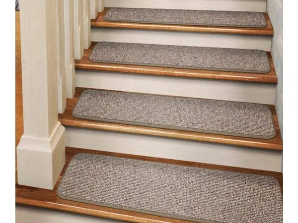 Set of 12 Adhesive Carpet Stair Treads - Pebble Beige - 8 in. x 30 in.