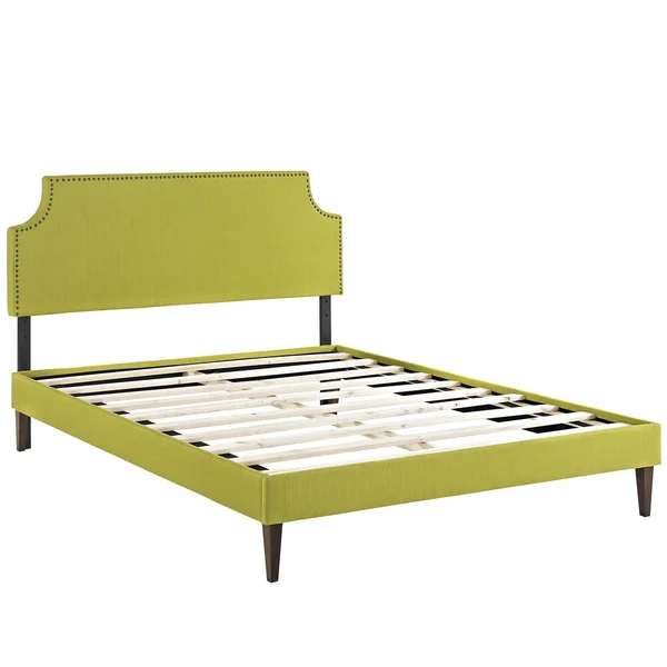 Modway Laura Queen Fabric Platform Bed with Squared Tapered Legs - Azure