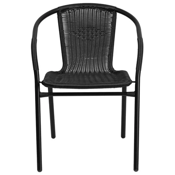 Bowery Hill Rattan Stacking Patio Chair in Black