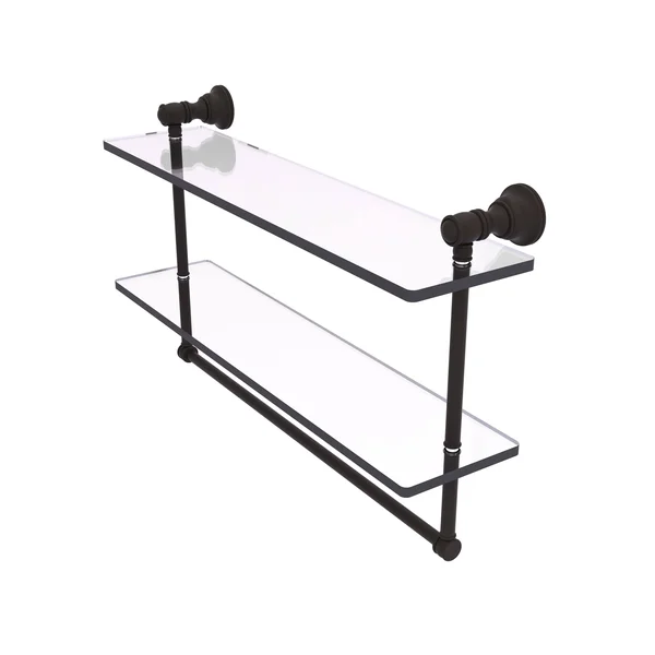 Carolina Collection Double Glass Shelf with Towel Bar - Oil Rubbed Bronze, 22 inch