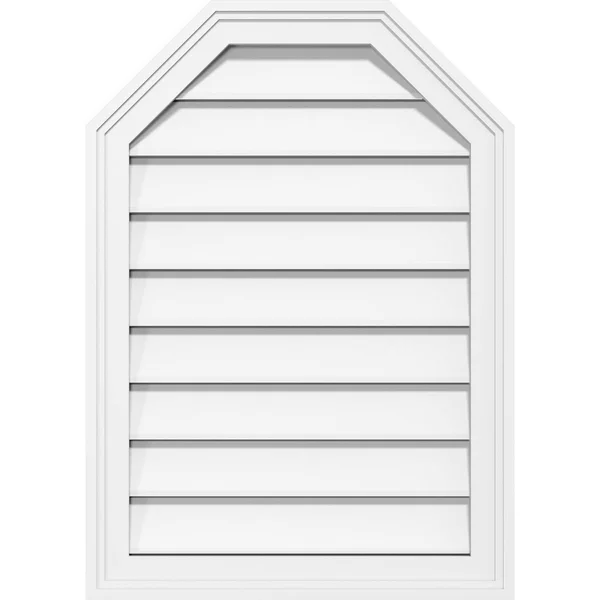 Ekena Millwork GVPOT38X2802SF 38x22W x 28x22H Octagonal Top Surface Mount PVC Gable Vent: Functional, w/ 2x22W x 1-1/2x22P Brick