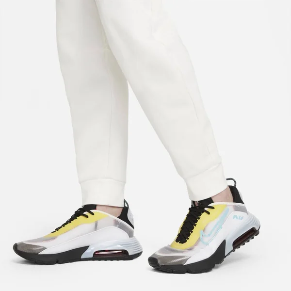 Nike Tech Fleece Taped Jogger Pants in White/Sail Size Small, Cotton/Polyester/Fleece