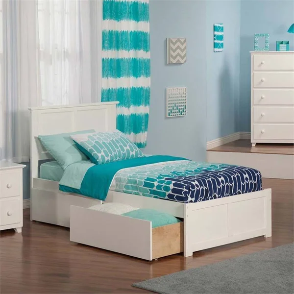 Leo & Lacey Urban Twin Storage Platform Bed in White - LL-1653065