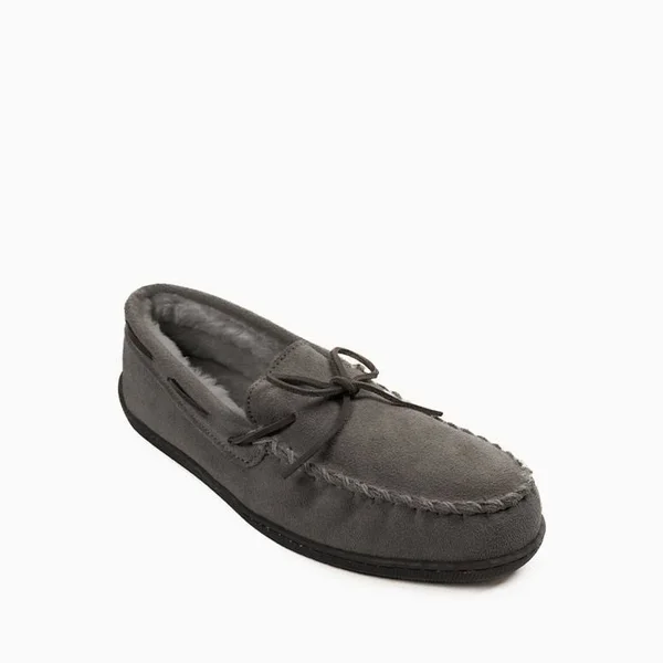 Minnetonka Pile Lined Hardsole Slipper - Gray - Loafers