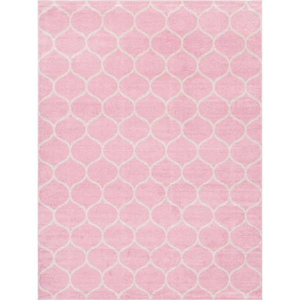 Unique Loom Rounded Trellis Frieze Rug - Pink, 10x14 ft