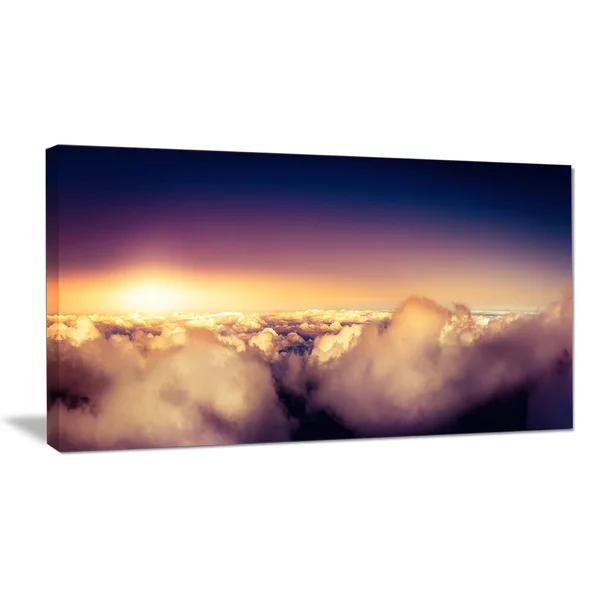 Design Art Blue Sky Over Clouds Panorama Landscape Wall Art Canvas Print, 40X20x22