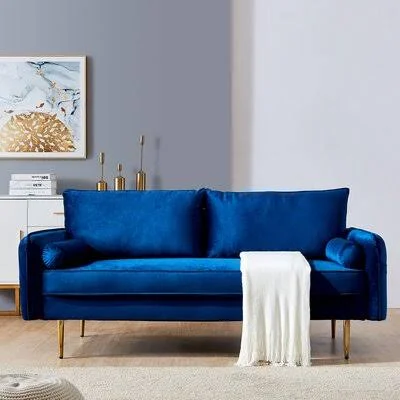 Modern Velvet Loveseat Sofa Mercer41 Color: Blue