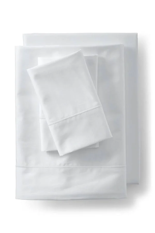 Supima Cotton No Iron Sateen Sheets - 400 Thread Count - Lands& End - White - Q