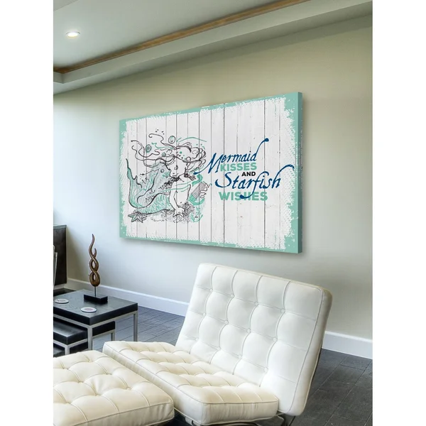 Marmont Hill - Mermaid Kisses 2x22 Painting Print on Wrapped Canvas - 60x22 x 40x22