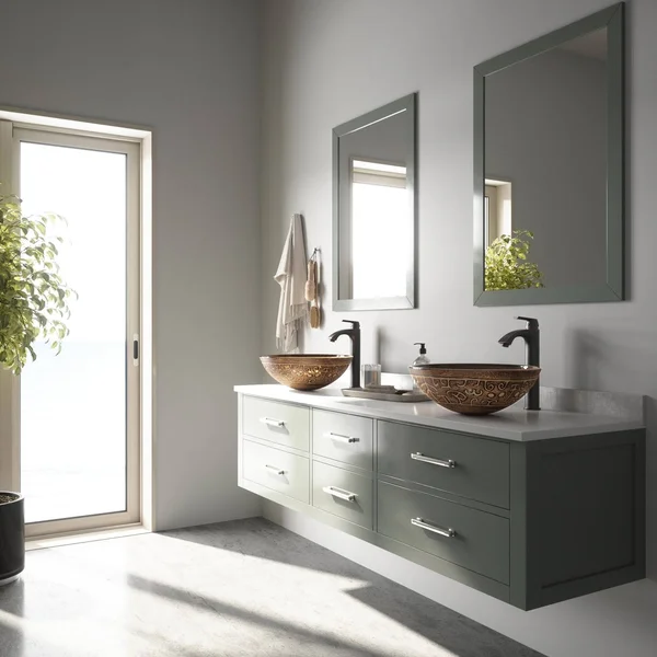 Vigo VGT371 Golden Greek Glass Vessel Sink and Linus Faucet Set in Antique Rubbed Bronze