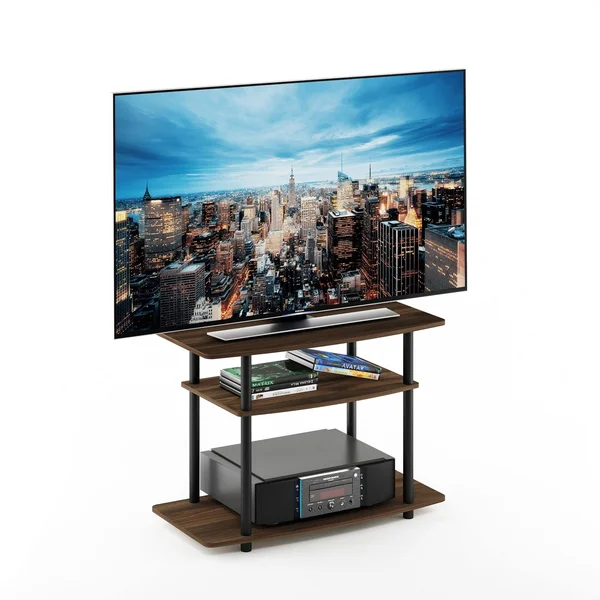 Furinno 13192 Turn-N-Tube No Tools 3-Tier TV Stands - Columbia Walnut/Black