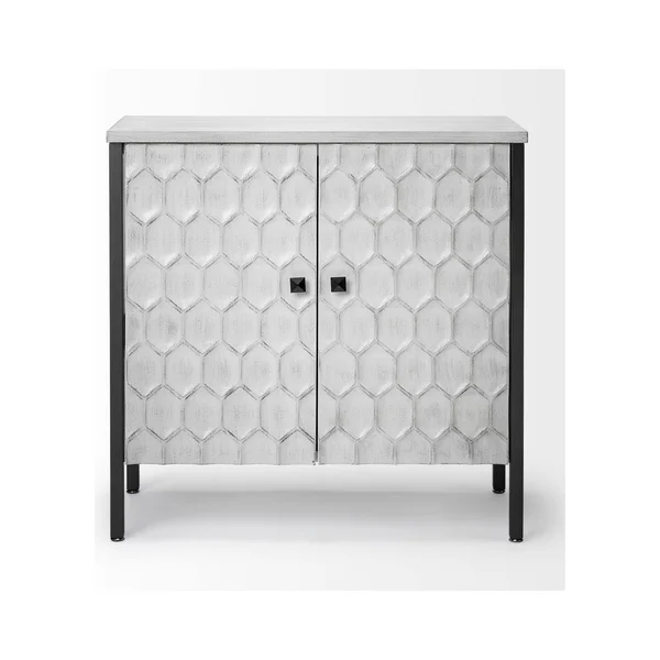 Mercana Savannah I Wood & Iron 2 Door Cabinet in White