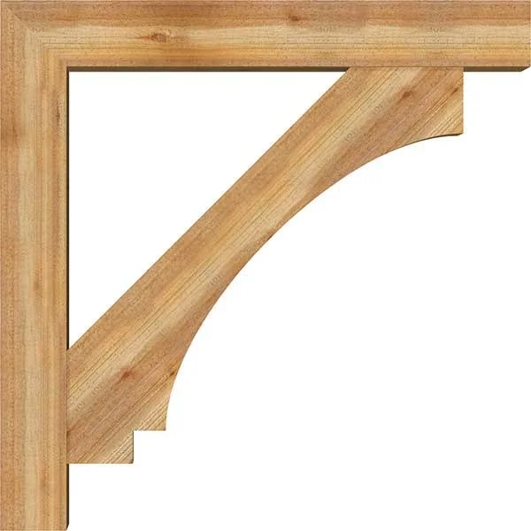 Ekena Millwork BKT0806X48X48IMP05RWR 8x22W x 48x22D x 48x22H Imperial Block Rough Sawn Bracket w/ Offset Brace, Western Red Ceda