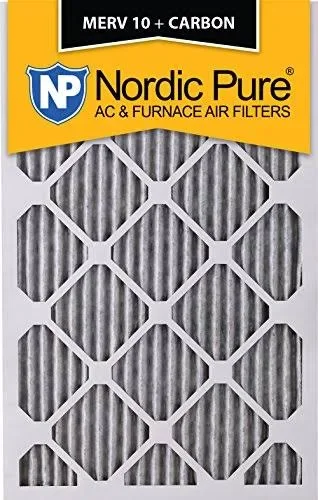 Nordic Pure 18x20x1 MERV 10 Pleated Plus Carbon AC Furnace Air Filters 12 Pack