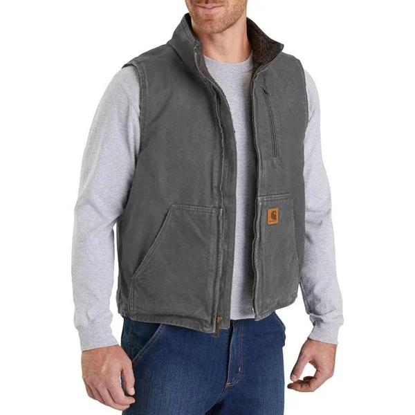 Carhartt Men's Sherpa Lined Mock Neck Vest - Gravel, XL
