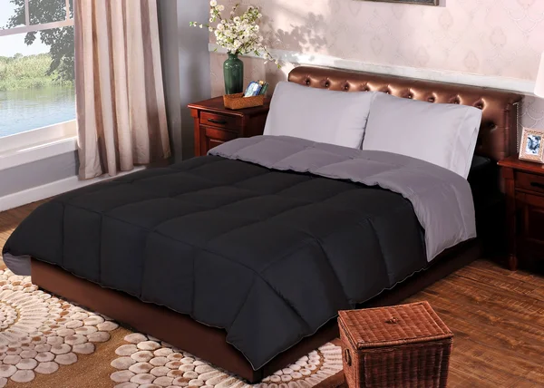 Grand Down All Season Down Alternative Reversible Comforter, Black/Grey, Twin XL