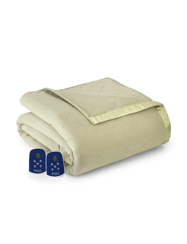 Micro Flannel Amethyst Electric Heated Comforter/Blanket, Meadow, King