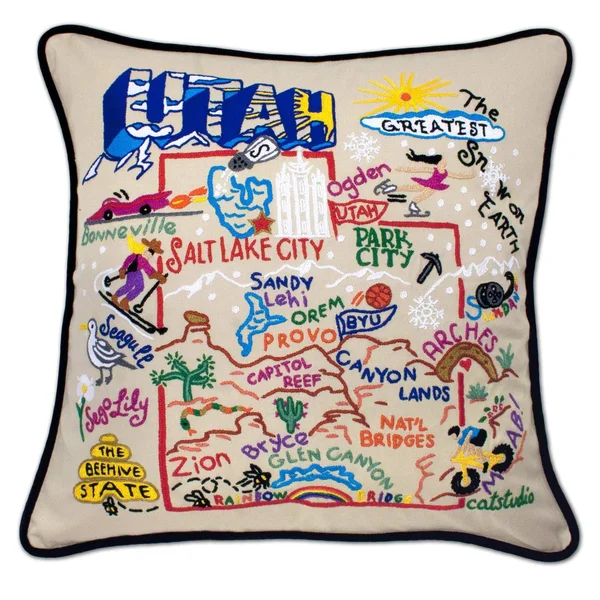 Utah Embroidered catstudio State Pillow