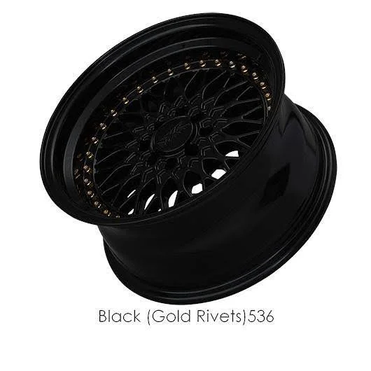 XXR 536 15x8 4x100/4x114.3 0et Black - Gold Rivets Wheel