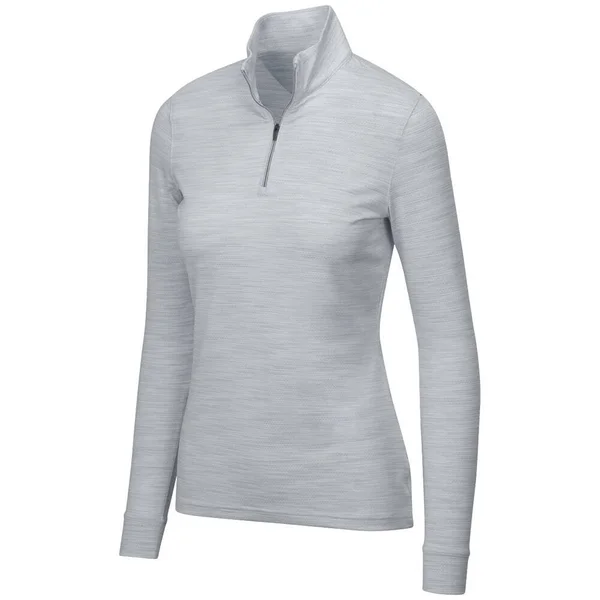Greg Norman Ladies Heathered Mesh 1/4 Zip Stretch Mock Shark Gray