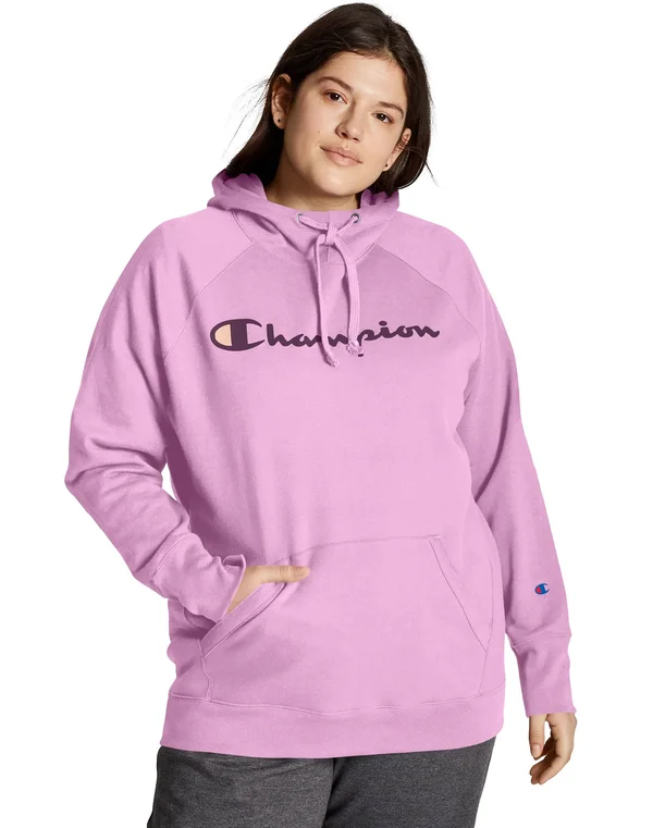 Champion Women's Plus Powerblend Hoodie, 2X, Paper Orchid
